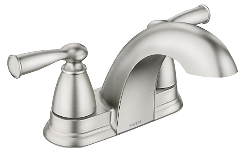 MOEN Moen Banbury 84942SRN Series Centerset Bathroom Faucet, Low Arc Spout, Brushed Nickel, 4-11/16 in, 1.2 gpm, Metal