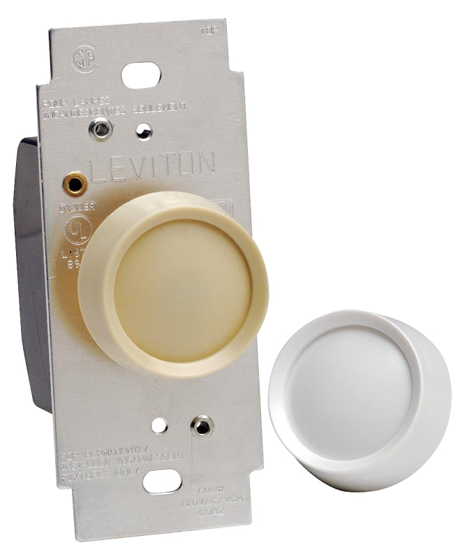 LEVITON Leviton R00-RDL06-0TW Rotary Dimmer, 120 V, 600 W, CFL, Halogen, Incandescent, LED Lamp, 3-Way, White ELECTRICAL LEVITON