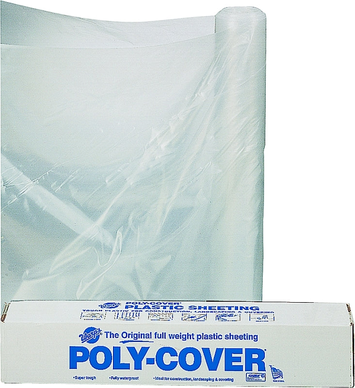 ORGILL POLY Poly-Cover 4X10-C Masking Sheet, 100 ft L, 10 ft W, Plastic Backing, Clear