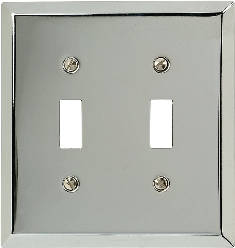 AMERELLE Amerelle 161TT Wallplate, 4-15/16 in L, 4-9/16 in W, 2-Gang, Steel, Polished Chrome