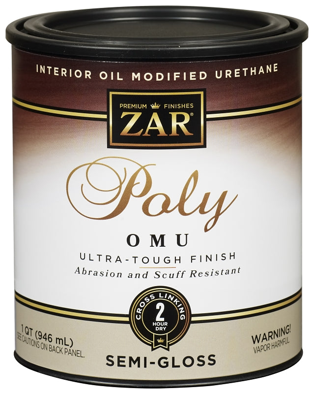 ZAR ZAR 36112 Polyurethane, Semi-Gloss, Liquid, Milky Clear, 1 qt, Can