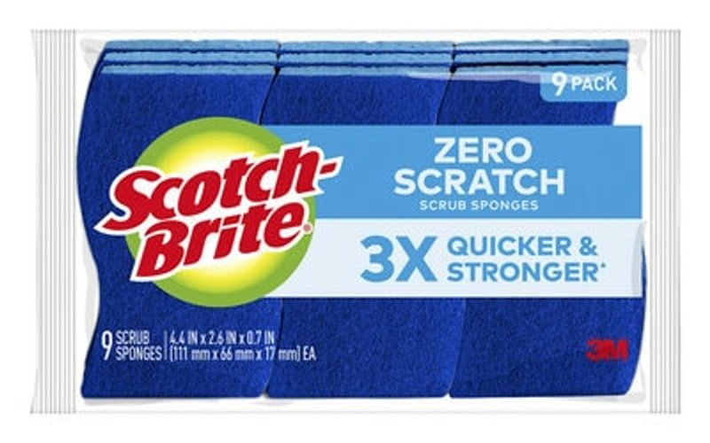SCOTCH-BRITE Scotch-Brite 529-5 Zero Scratch Scrub Sponge, Cellulose Abrasive, 4.4 in L, 2.6 in W, Blue CLEANING & JANITORIAL SUPPLIES SCOTCH-BRITE