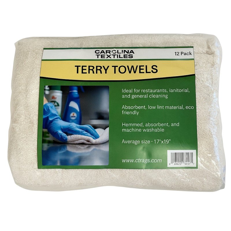ALL RAGS TERRY BAR MOP TOWEL WHITE 12PK PAINT ALL RAGS
