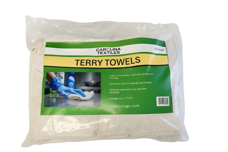 ALL RAGS All Rags N888-35PK Terry Bar Mop Towel, 16 in L, 19 in W, Terry Cotton, White PAINT ALL RAGS
