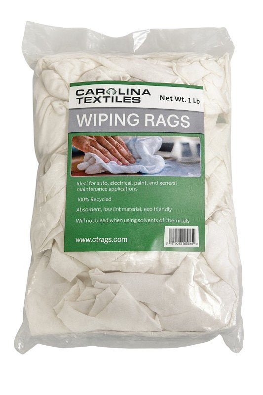 ALL RAGS All Rags R701-1LB-BAG Recycled T-Shirt Knit Rag, 15 in L, 15 in W, Cotton, White PAINT ALL RAGS