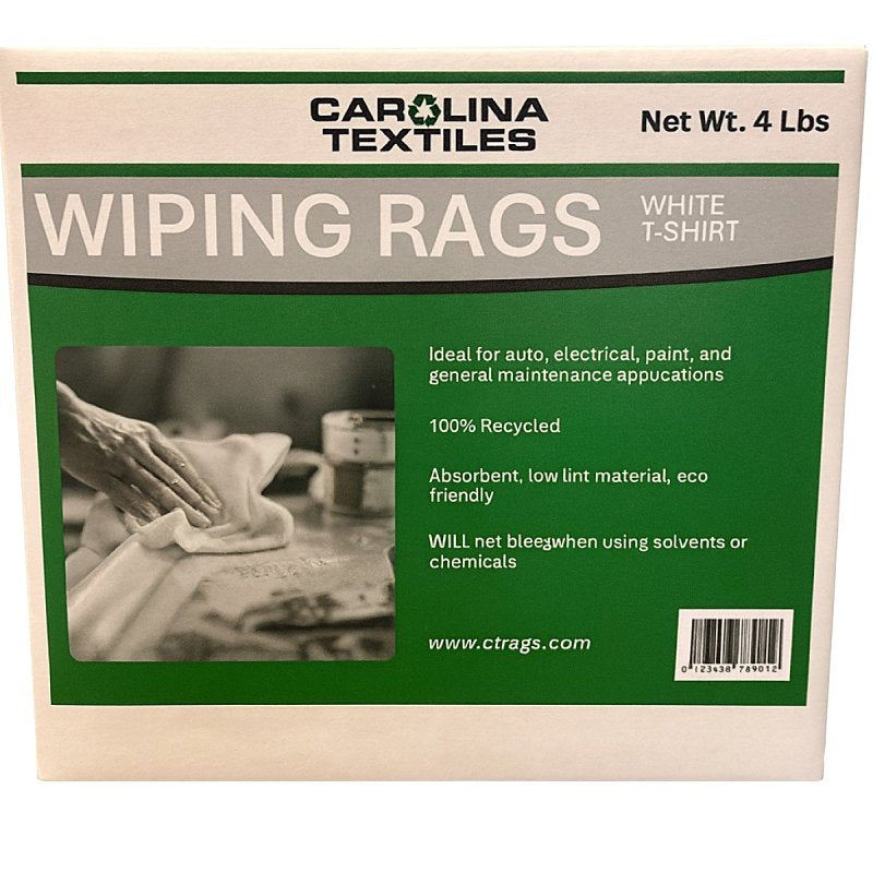 ALL RAGS All Rags R701-4LB-BOX Recycled T-Shirt Knit Rag, 15 in L, 15 in W, Cotton, White PAINT ALL RAGS