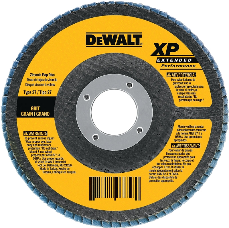 DEWALT DEWALT DW8313 Flap Disc, 4-1/2 in Dia, 5/8-11 Arbor, Coated, 80 Grit, Medium, Fiberglass Backing, Zirconia Abrasive TOOLS DEWALT