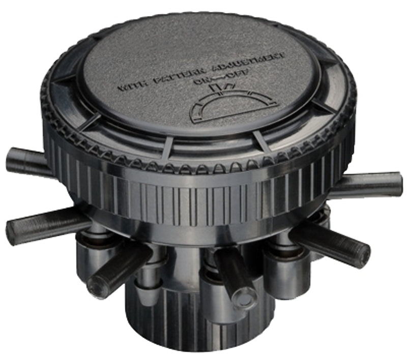 RAINBIRD Rain Bird MANIFPR9S Manifold, 1/2 x 1/4 in Connection, FPT x Barb, 9-Port, 1/4 in Tubing, ABS, Black