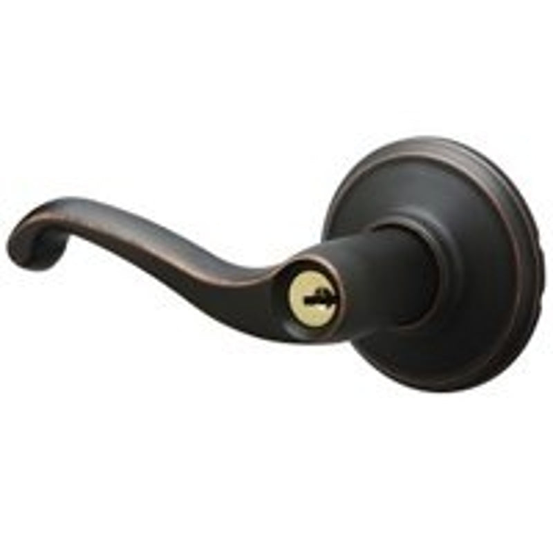 SCHLAGE LOCK Schlage F Series F51A V FLA 716 Entry Lever, Mechanical Lock, Aged Bronze, Metal, Residential, 2 Grade