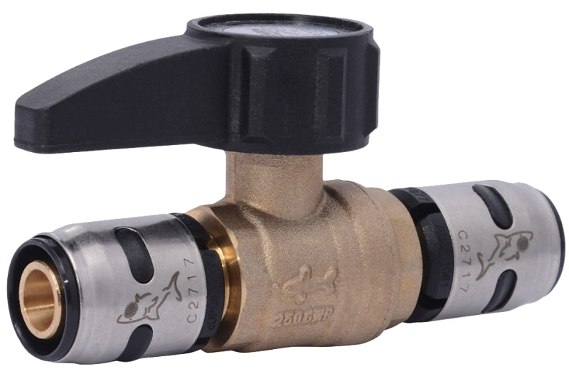 SHARKBITE SharkBite K22222 Ball Valve, 1/2 in Connection, Push, 160 psi Pressure, Brass Body