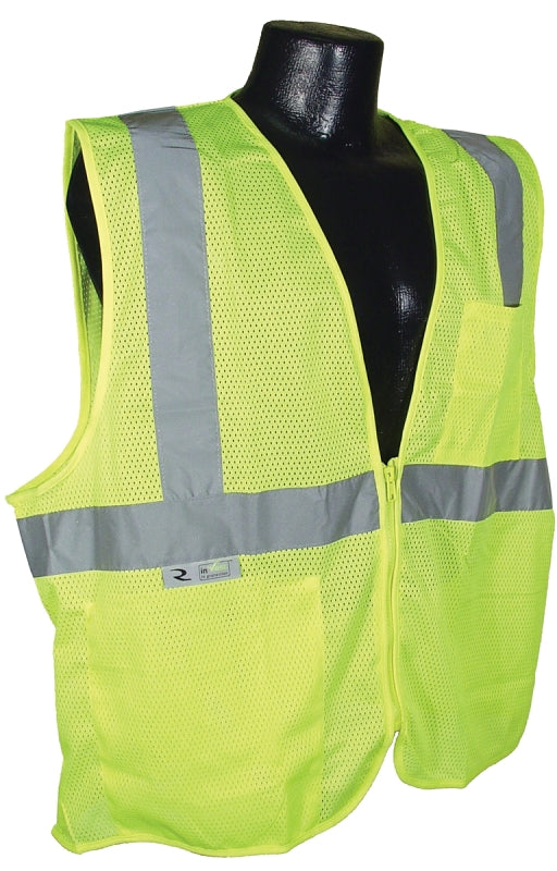 RADIANS Radians SV2ZGM-L Economical Safety Vest, L, Unisex, Fits to Chest Size: 26 in, Polyester, Green/Silver, Zipper