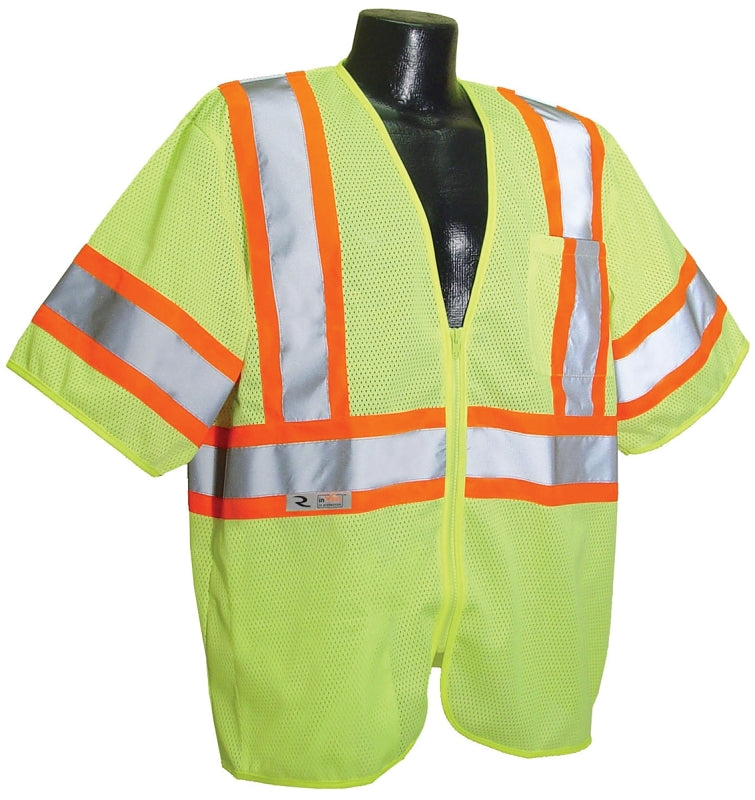 RADIANS Radians SV22-3ZGM-2X Economical Safety Vest, 2XL, Polyester, Green/Silver, Zipper