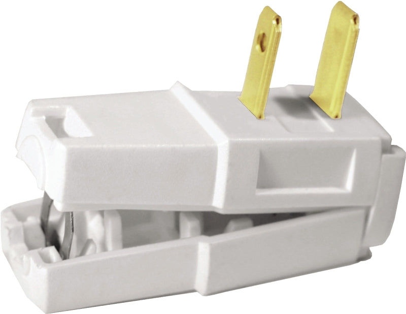 LEVITON Leviton C22-00321-00W Wire Plug, 2 -Pole, 15 A, 125 V, NEMA: NEMA 1-15P, White