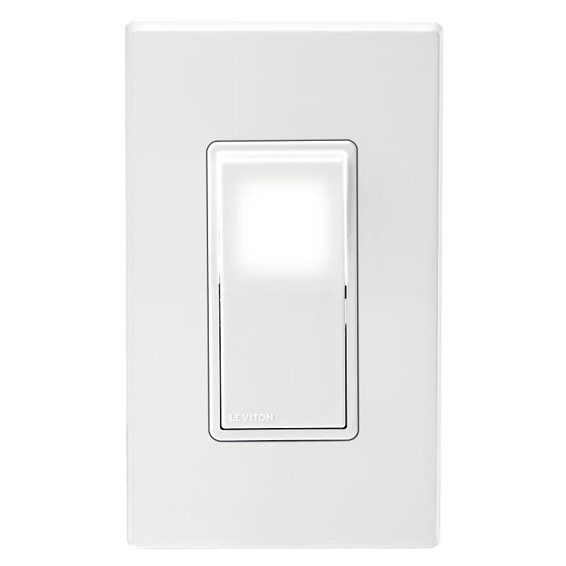 LEVITON Leviton C32-05674-02W Rocker Switch with Wallplate, 15 A, 120/277 V, 3-Way, Lead Wire Terminal, White