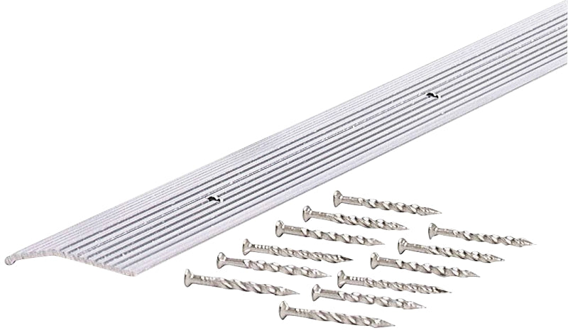M-D M-D 78154 Carpet Trim, 72 in L, 1-3/8 in W, Fluted Surface, Aluminum, Silver