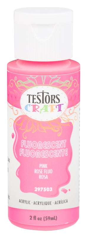 TESTORS Testors 297503 Craft Paint, Fluorescent Pink, 2 oz Bottle