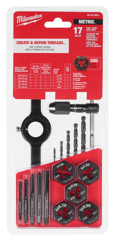 MILWAUKEE Milwaukee 49-22-5601 Tap and Die Set, 17-Piece, HCS, Black Oxide