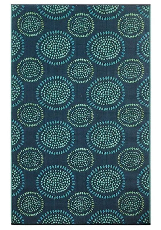 BORDER CONCEPTS INC Mad Mats Molly Series 21821 Outdoor Mat, 6 ft L, 4 ft W, Plastic Rug, Aqua/Black