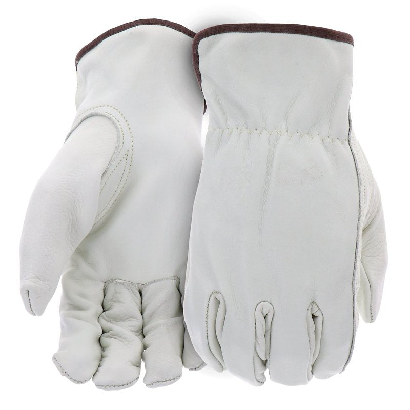BOSS MFG Boss B81192-L Work Gloves, Men's, L, 8 to 8-3/8 in L, Keystone Thumb, Slip-On Cuff, Cowhide Leather, Natural