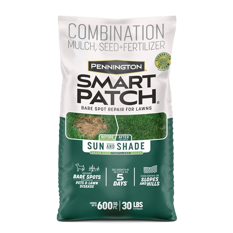 PENNINGTON Pennington Smart Patch 100545894 Sun/Shade Grass Seed Mix, 30 lb Bag