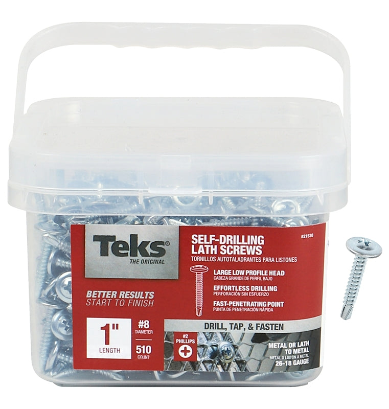 TEKS Teks 21530 Lath Screw, #8 Thread, 3-1/4 in L, Truss Head, Phillips Drive, Drill Point, Steel, Zinc HARDWARE & FARM SUPPLIES TEKS