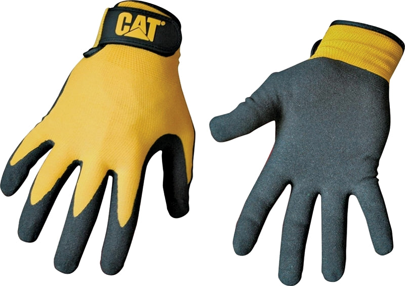 BOSS MFG Cat CAT017416L Protective Gloves, L, Open Cuff, Nylon, Black/Yellow
