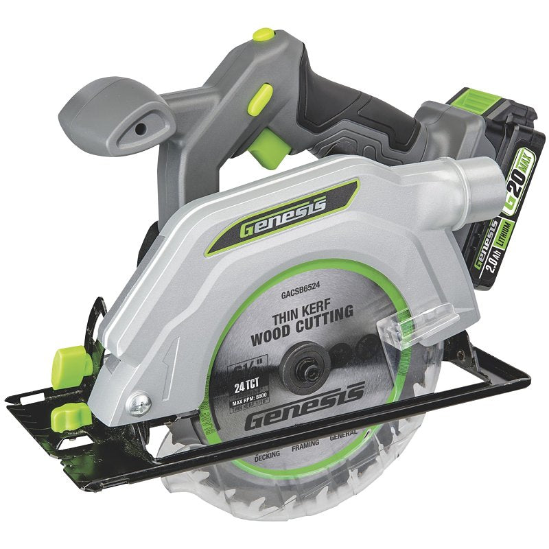 RICHPOWER Genesis G20 Max GLCS2065B Circular Saw, Battery Included, 20 V, 2 Ah, 6-1/2 in Dia Blade, 5/8 in Arbor