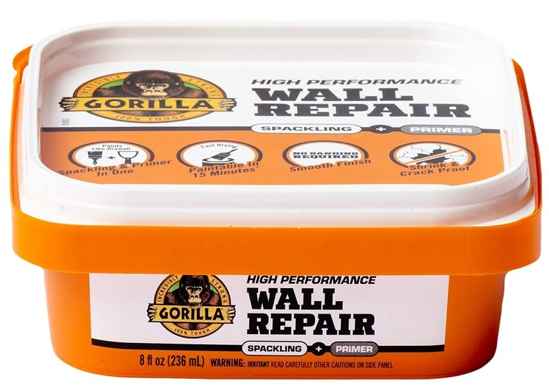 GORILLA Gorilla 107054 High-Performance Wall Repair, Semi-Solid, Off-White, 8 fl-oz Tub PAINT GORILLA