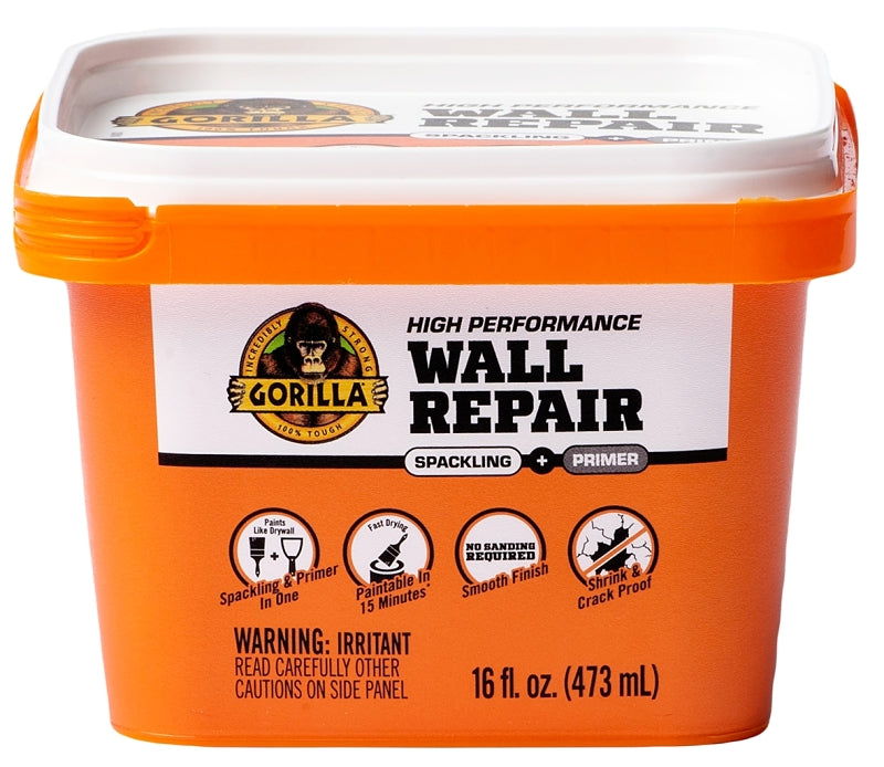 GORILLA Gorilla 103963 High-Performance Wall Repair, Semi-Solid, Off-White, 16 fl-oz Tub PAINT GORILLA