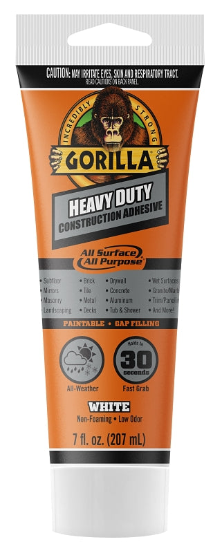 GORILLA Gorilla 108724 Heavy-Duty Construction Adhesive, White, 7 oz Tube