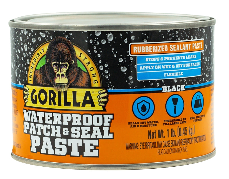 GORILLA Gorilla 109404 Patch and Seal Rubberized Sealant, Paste, Black, 1 lb PAINT GORILLA
