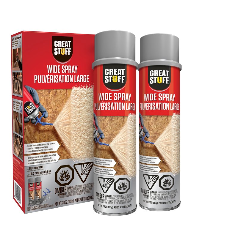 GREAT STUFF Great Stuff 12115891 Wide Spray Insulation Foam Sealant, 2-PK, Clear Amber, 18 oz Can