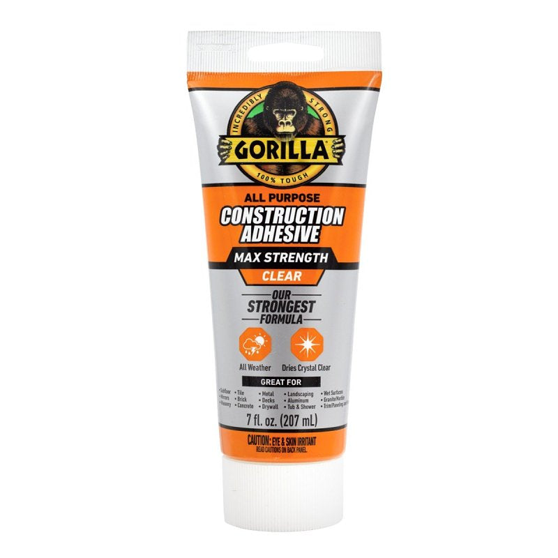 GORILLA GLUE Gorilla 115106 All-Purpose Construction Adhesive, Clear, 7 oz Tube
