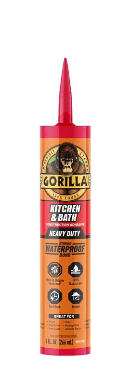 GORILLA Gorilla 117193 Heavy-Duty Construction Adhesive, White, 9 oz Cartridge