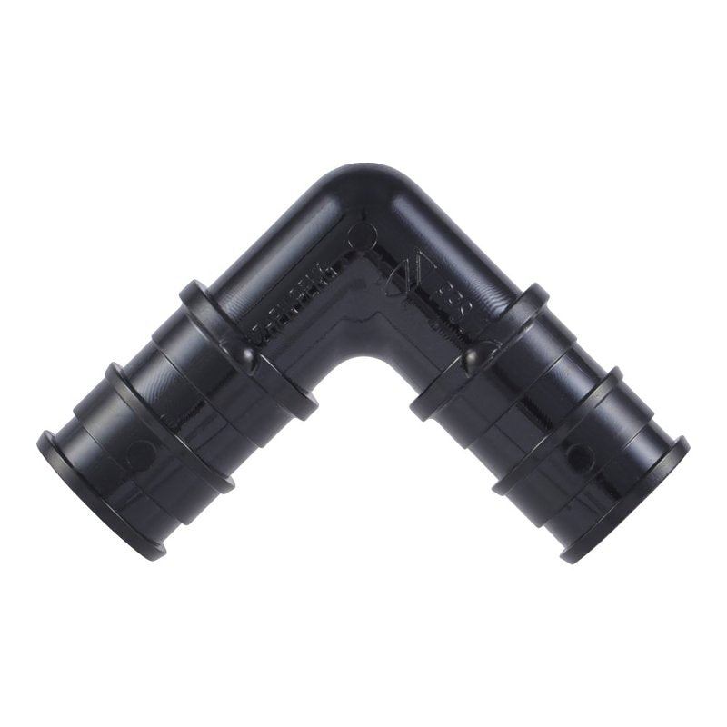 SHARKBITE SharkBite UA248A5 Elbow, 1/2 in, Barb, 90 deg Angle, Acudel Polymer, Black, 150 to 160 psi Pressure