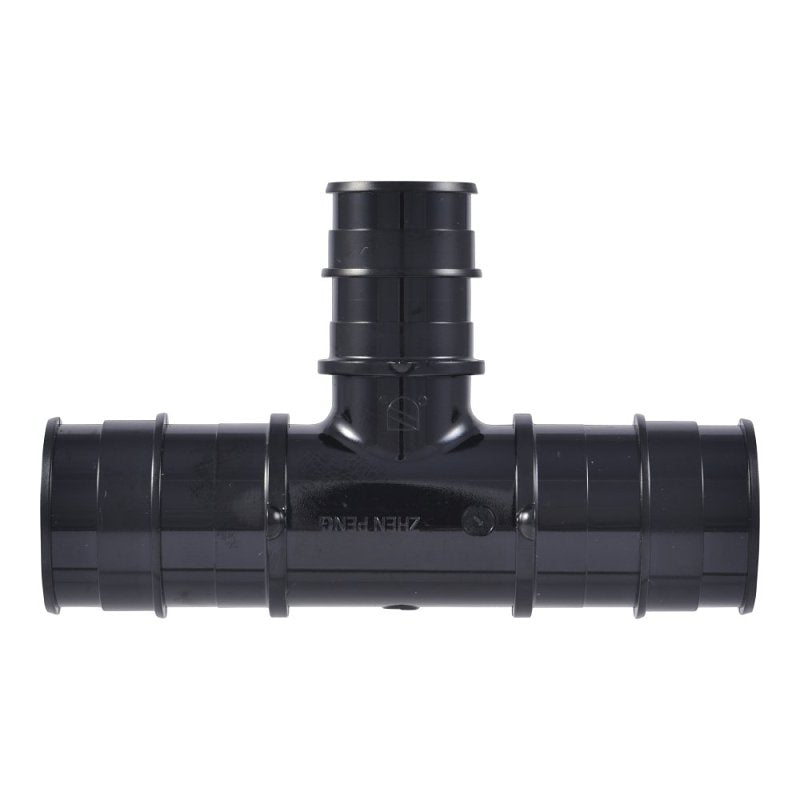 SHARKBITE SharkBite UA416A5 Expansion Reducing Tee, 1 x 1 x 3/4 in, Barb, Polysulfone, Black, 160 psi Pressure