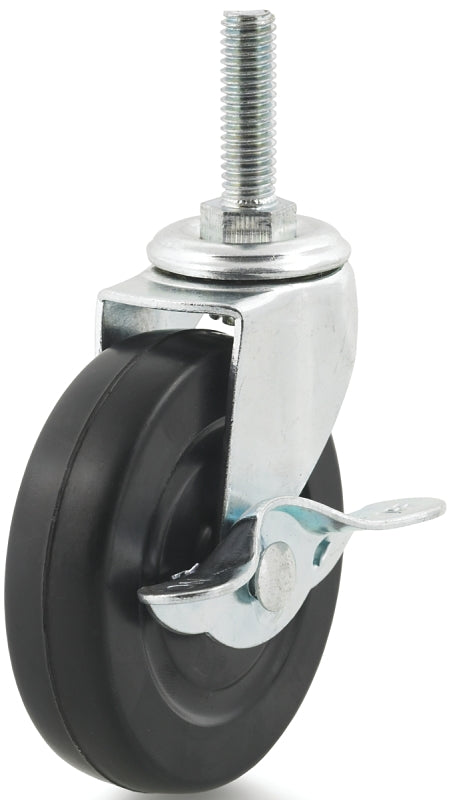 DH CASTERS Dh Casters C-L30T2RSB Swivel Caster with Brake, 3 in Dia Wheel, 13/16 in W Wheel, Rubber Wheel, 110 lb