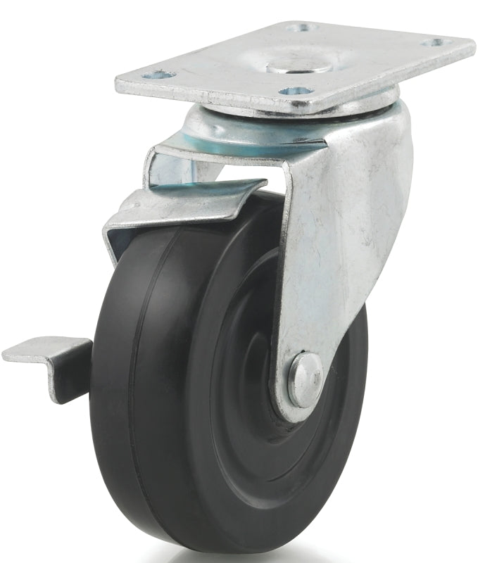 DH CASTERS Dh Casters C-LM4P1RSB Swivel Caster, 2-3/8 x 3-5/8 in Plate, 5-1/18 in H Dimensions, 4 in Dia Wheel