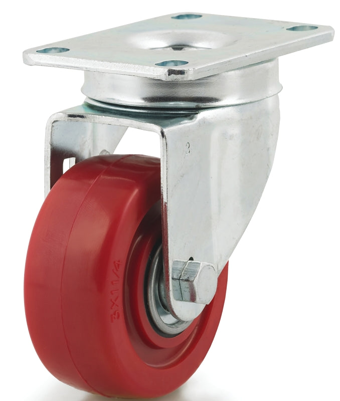 DH CASTERS Dh Casters C-LM3P1PUS Swivel Caster, 2-3/8 x 3-5/8 in Plate, 4-1/4 in H Dimensions, 3 in Dia Wheel, 1-1/4 in W Wheel HARDWARE & FARM SUPPLIES DH CASTERS