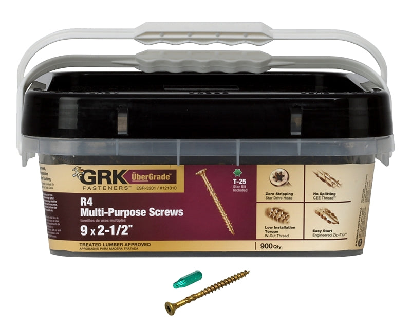 GRK FASTENERS GRK Fasteners R4 121010 Screw, #9 Thread, 2-1/2 in L, W-Cut Thread, Bugle Head, Star Drive, Steel, Climatek-Coated