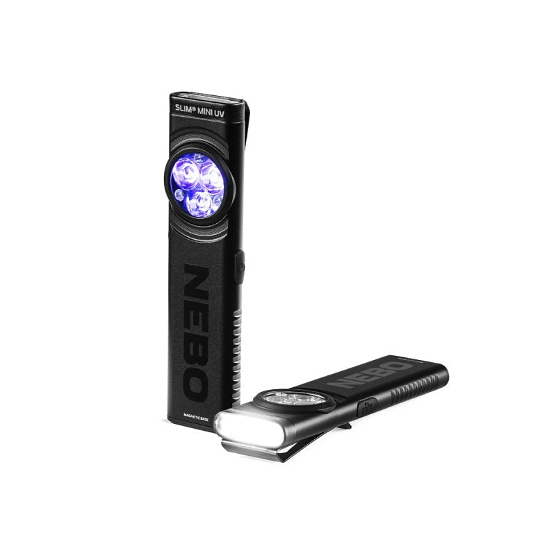 NEBO Nebo Slim Mini UV Series NEB-POC-1005 2-in-1 Rechargeable Pocket Light, 450 mAh, Lithium-Ion Battery, LED Lamp, Black ELECTRICAL NEBO
