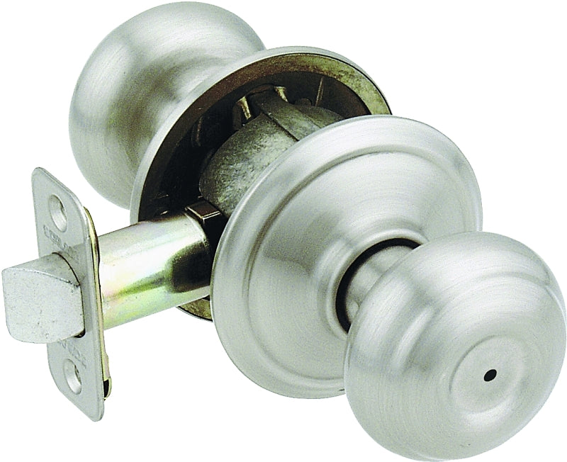 SCHLAGE LOCK Schlage Georgian Series F40GEO619 Privacy Lockset, Round Design, Knob Handle, Satin Nickel, Metal, Interior Locking HARDWARE & FARM SUPPLIES SCHLAGE LOCK