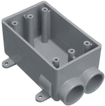 CARLON Carlon E982EFN-CTN Switch Box, 1-Gang, 2-Outlet, PVC, Gray, 3/4 in Hub ELECTRICAL CARLON