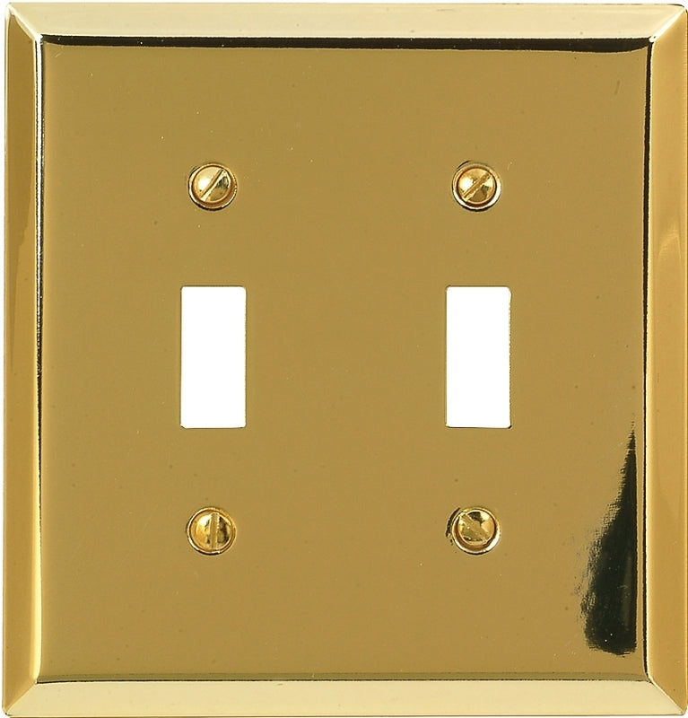 AMERELLE Amerelle 163TTBR Wallplate, 4-15/16 in L, 4-9/16 in W, 2 -Gang, Steel, Polished Brass ELECTRICAL AMERELLE