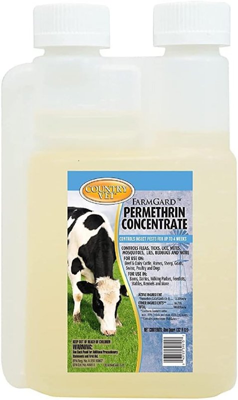 COUNTRY VET Country Vet 343961CVA Permethrin Concentrated Insecticide, Liquid, Brown/Yellow, 32 oz HARDWARE & FARM SUPPLIES COUNTRY VET