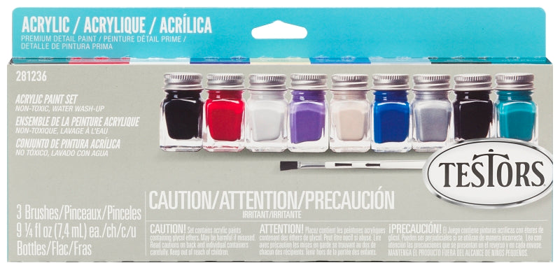 TESTORS Testors 281236 Craft Paint Set, 0.25 oz, Includes: Gloss Red, Gloss Purple, Gloss Blue, Gloss Teal, Black Acrylic Paints