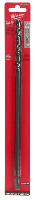 MILWAUKEE Milwaukee 48-89-2775 Drill Bit, 7/16 in Dia, 12 in OAL, Parabolic Flute, 1/4 in Dia Shank, 3-Flat Shank