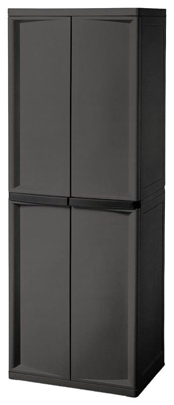 STERILITE Sterilite 01423V01 Shelf Cabinet, 25-5/8 in OAW, 69-3/8 in OAH, 18-7/8 in OAD, 4-Shelf, Plastic, Gray, Flat