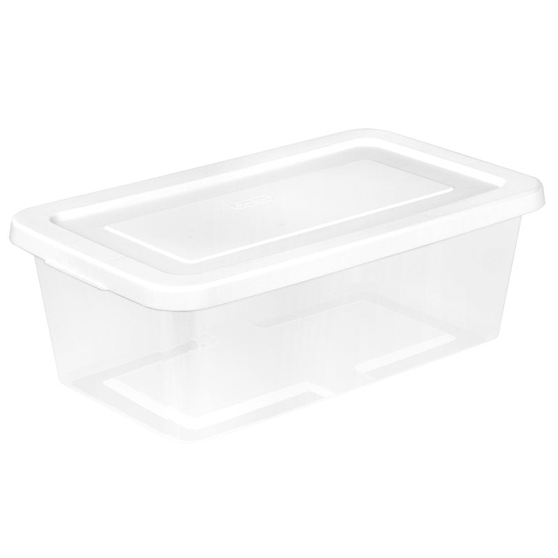 STERILITE Sterilite 4242 Storage Box, 6 qt, Snap-On Lid Locking, Plastic, Clear/White