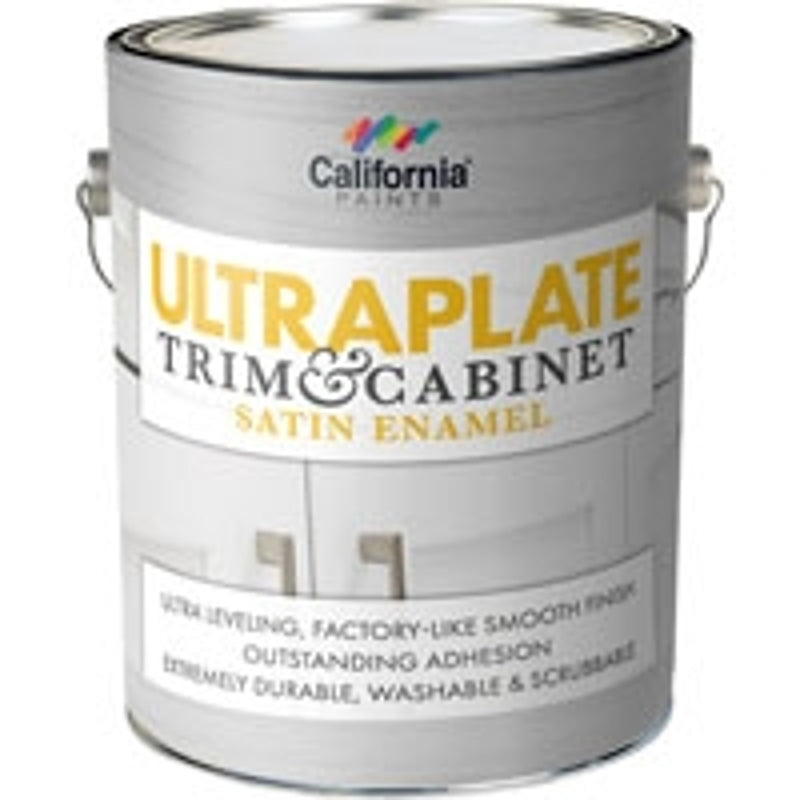 CALIFORNIA PAINTS California Paints 52911-1-E Cabinet/Door and Trim Paint, Water Base, Satin Sheen, White, 1 gal, Can